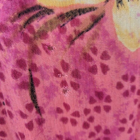 Vtg BILA Womens Pink Floral Crinkle Drop Waist Maxi Dress Sz L Pockets Rayon - Picture 11 of 12